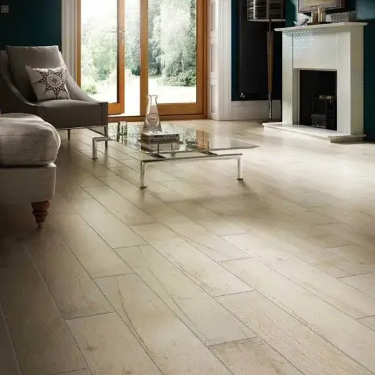 Pet owners rejoice! Wood-look tile is durable and beautiful, making it perfect for homes that have four-legged family member
